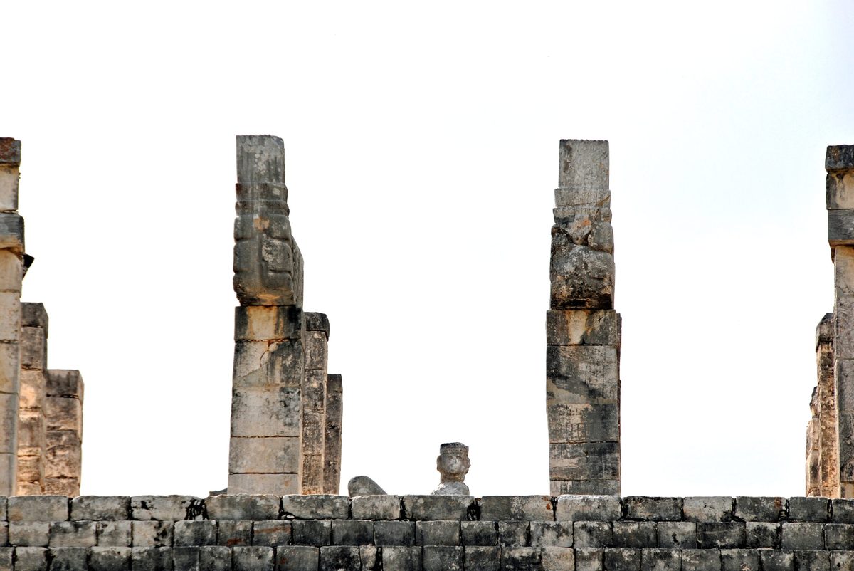 Chac Mool en lo alto del Templo de los Guerreros de Chichén Itzá