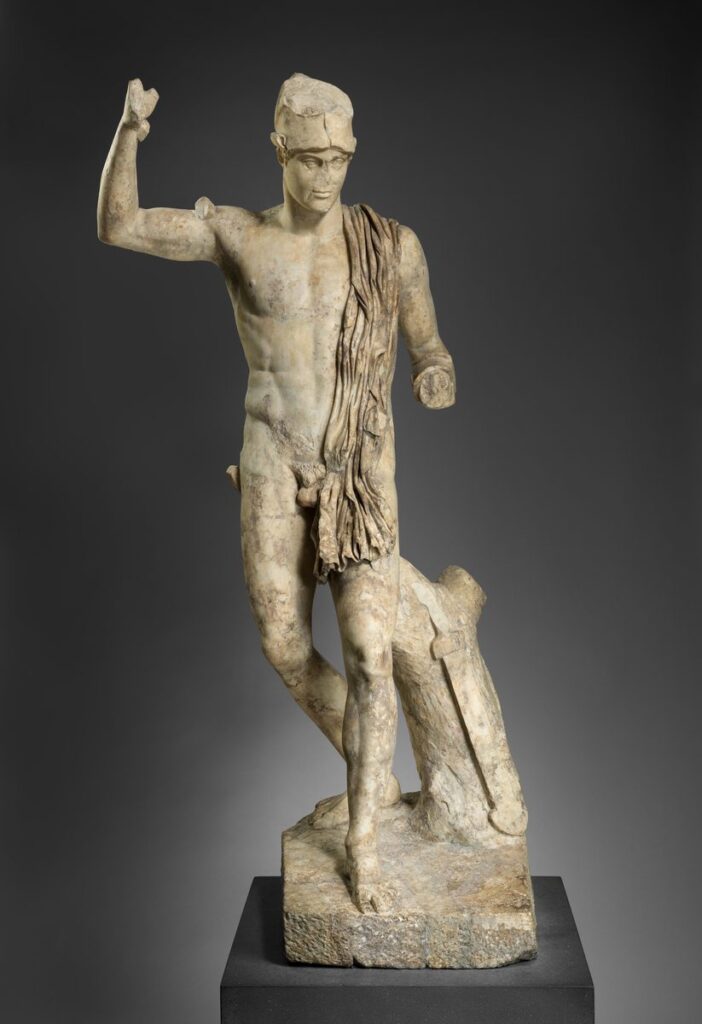 Estatua de mármol de un guerrero herido, arte griego clásico, Museo Metropolitano de Nueva York