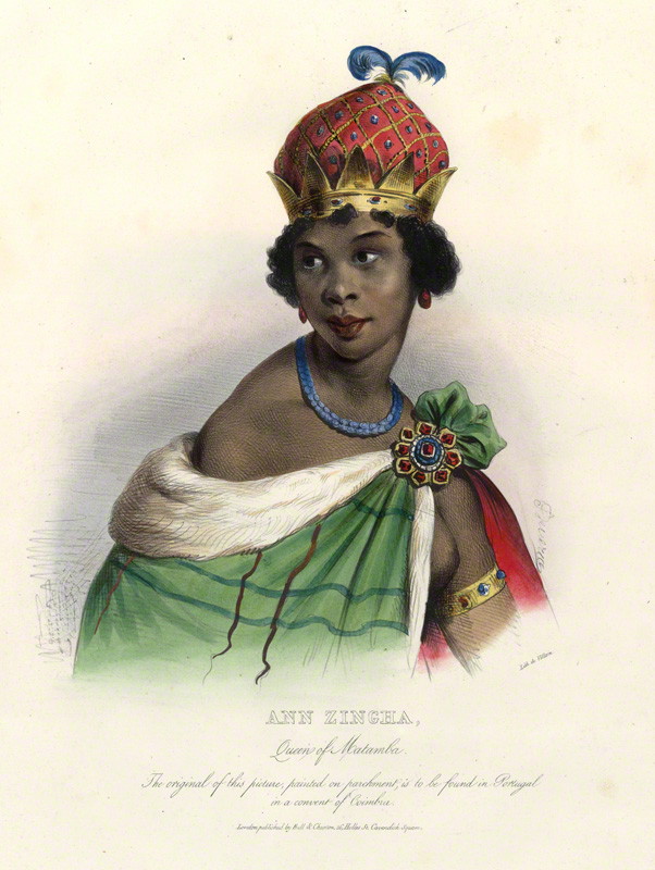 Nzinga Mbande, reina de Ndongo y Matamba, litografía de Achille Devéria (1830s)