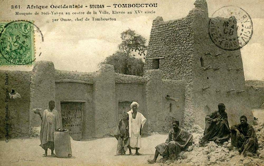 Mezquita de Sidi Yahya en Tombuctú, fotografiada por Edmond Fortier hacia 1905-1906