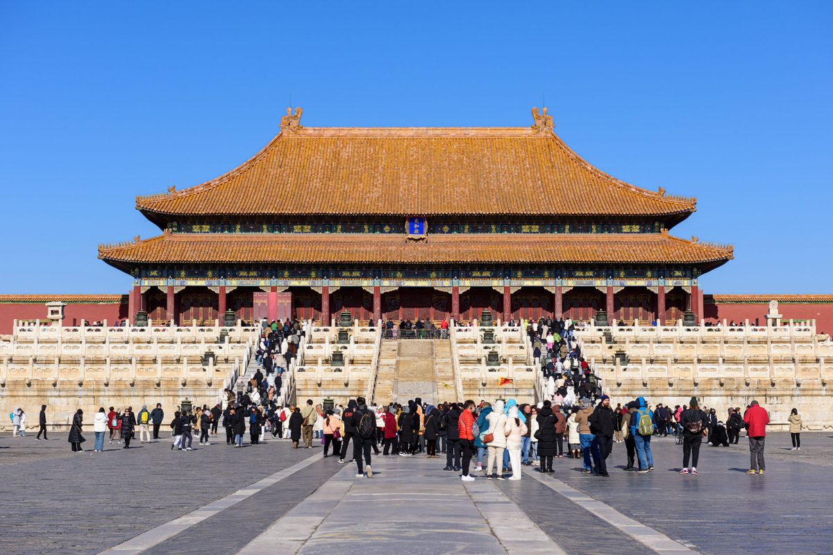 Salón de la Suprema Armonía (Tài Hé Diàn) en la Ciudad Prohibida, el edificio de madera más grande de China